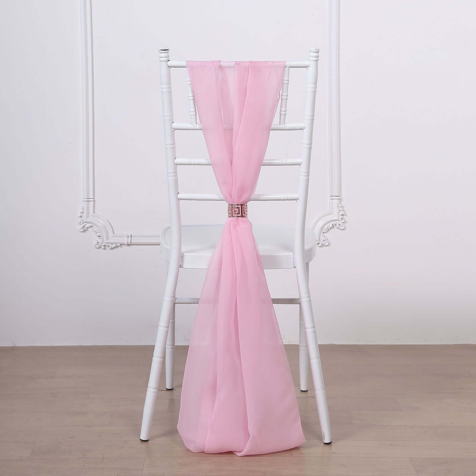 5 Pack Chiffon Chair Sashes Pink - Soft & Lightweight Designer Chair Bows 22"x78"