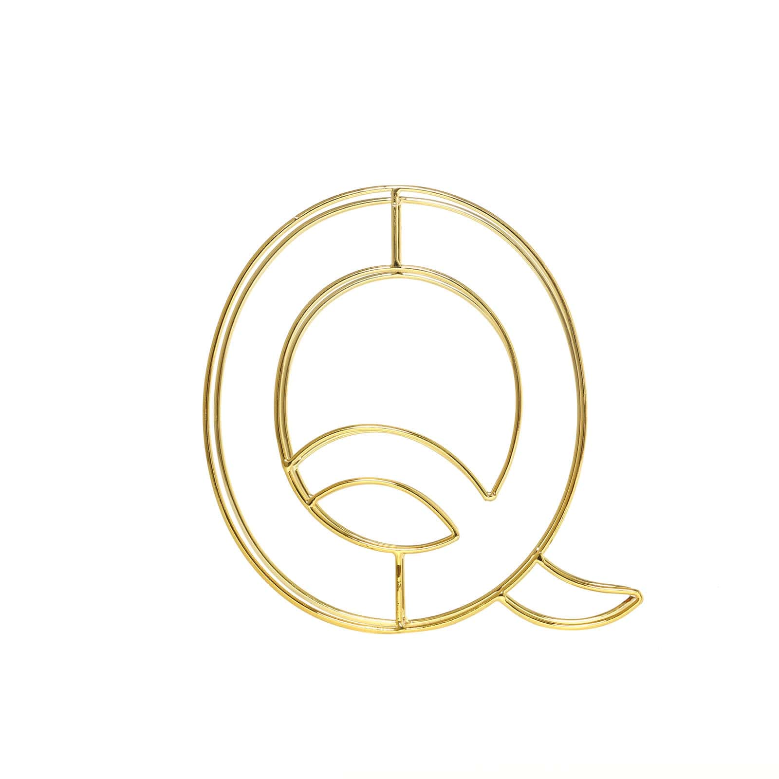 8" Tall Gold Freestanding 3D Decorative Wire Letter, Wedding Centerpiece - Q