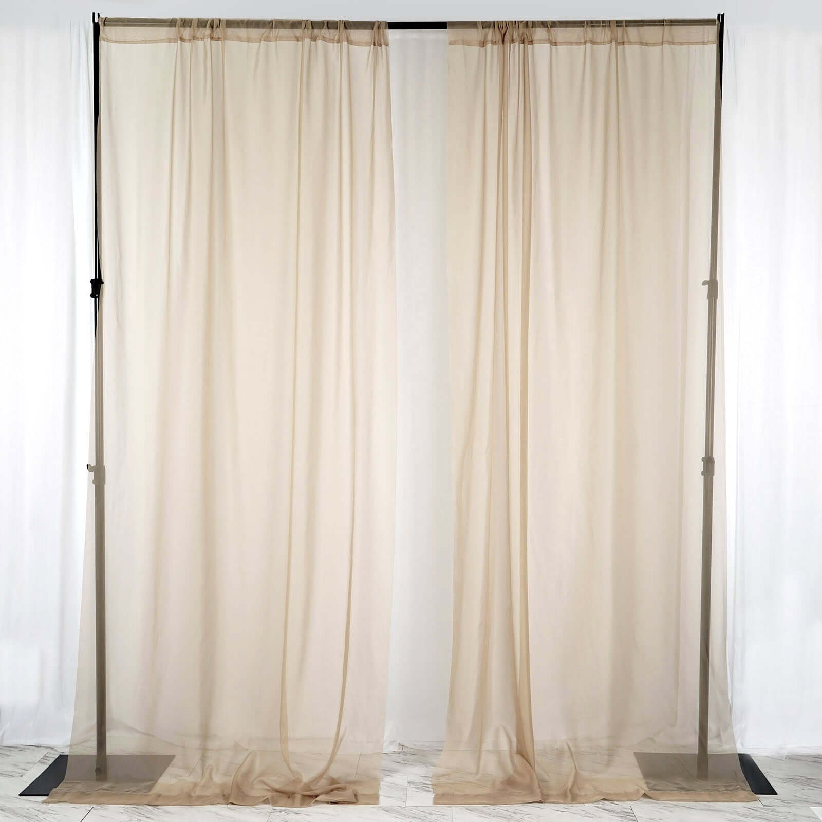 2 Pack Natural Sheer Chiffon Event Curtain Drapes, Durable Flame Resistant Organza Backdrop Event Panels With Rod Pockets - 10ftx10ft