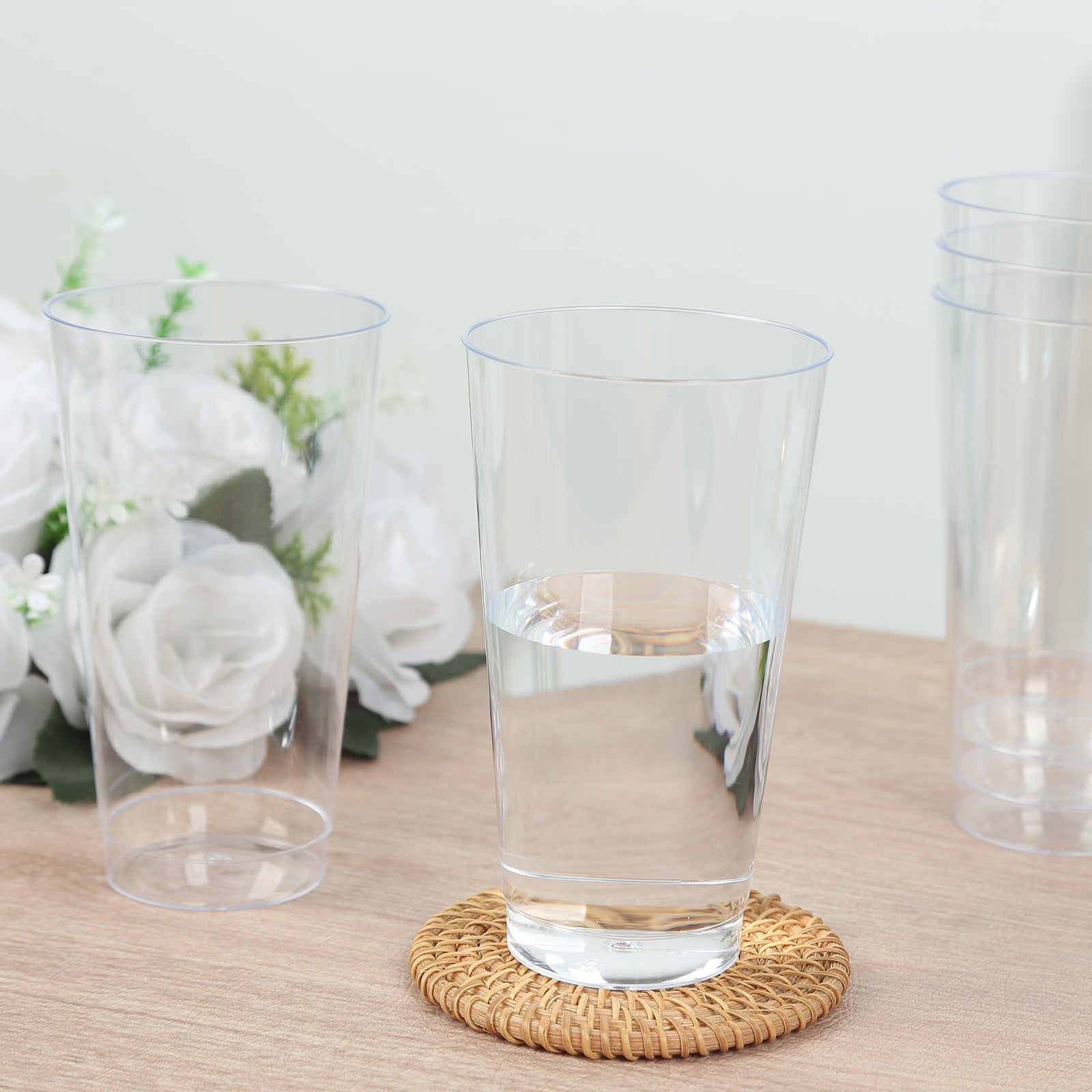 12-Pack Plastic Party Cups Clear - Durable Disposable Tumblers for Drinks 17oz 5.5"