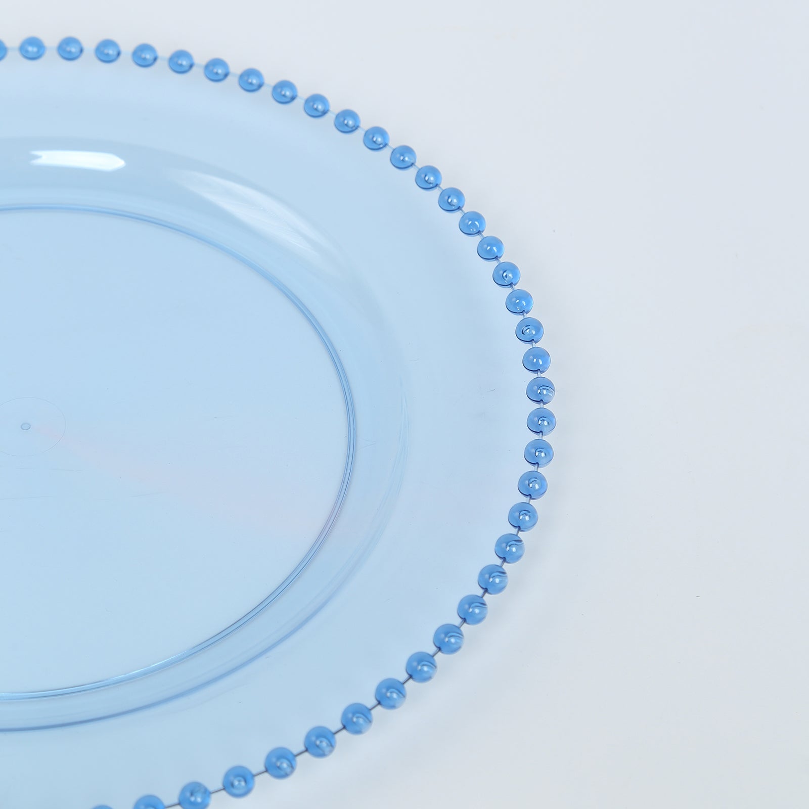 10-Pack Plastic 10" Round Dinner Plates in Transparent Dusty Blue with Beaded Rim - Disposable Party Plates for Banquets & Festive Occasions