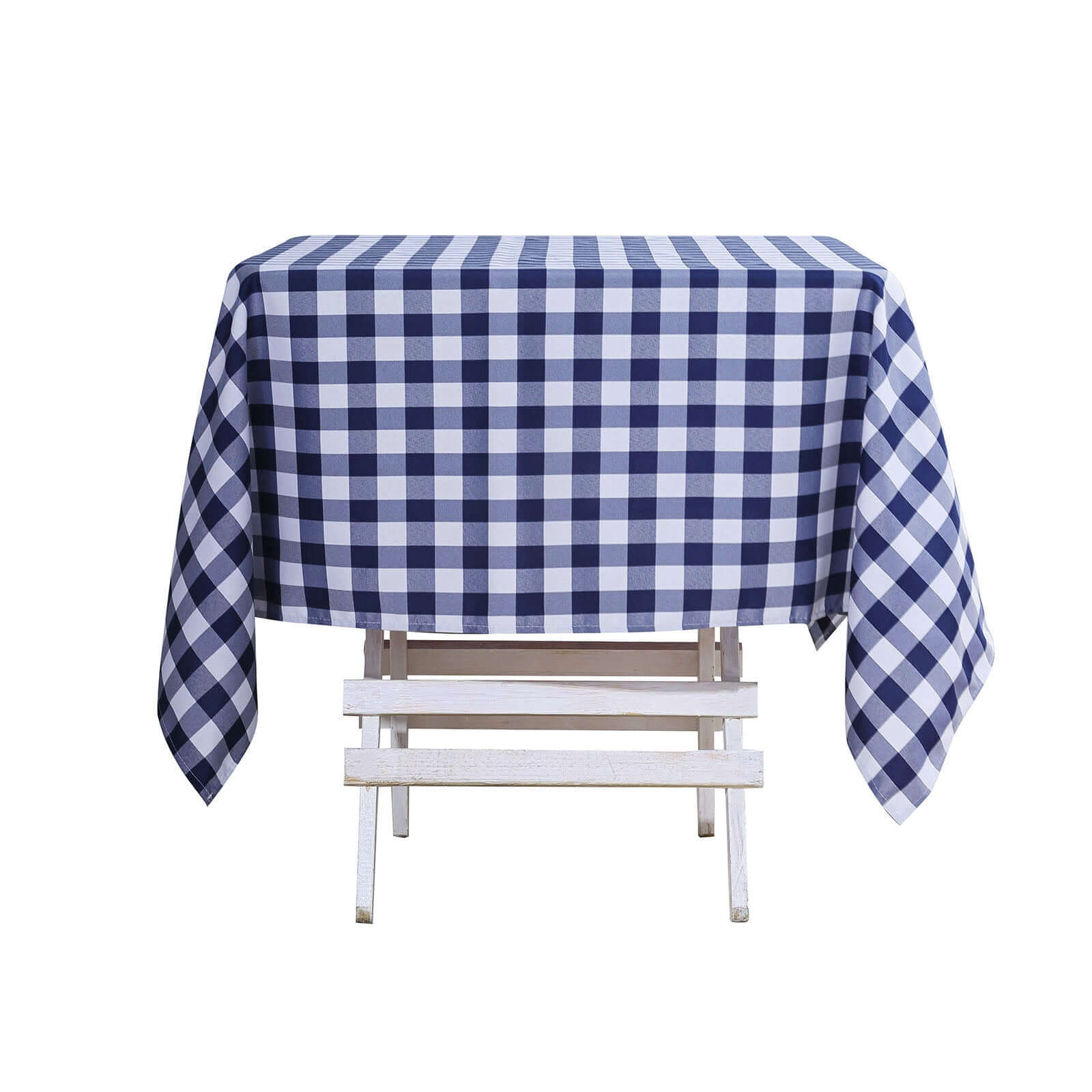Polyester 54"x54" Square Tablecloth White/Navy Blue - Checkered Buffalo Plaid Design for Casual Table Settings
