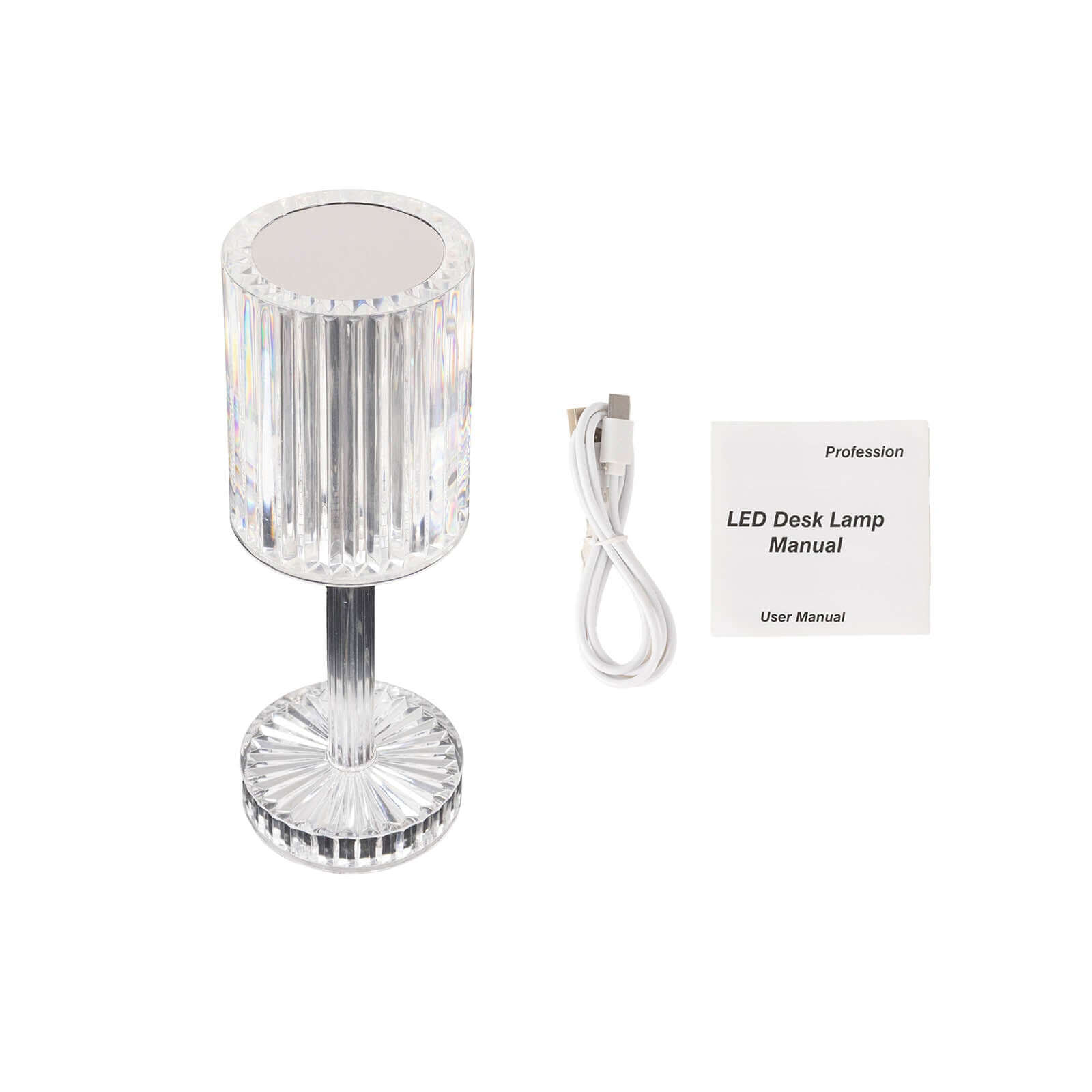 LED Acrylic Table Lamp Cylinder Design Color Changing - Rechargeable Cordless RGB Touch Control Light 10"