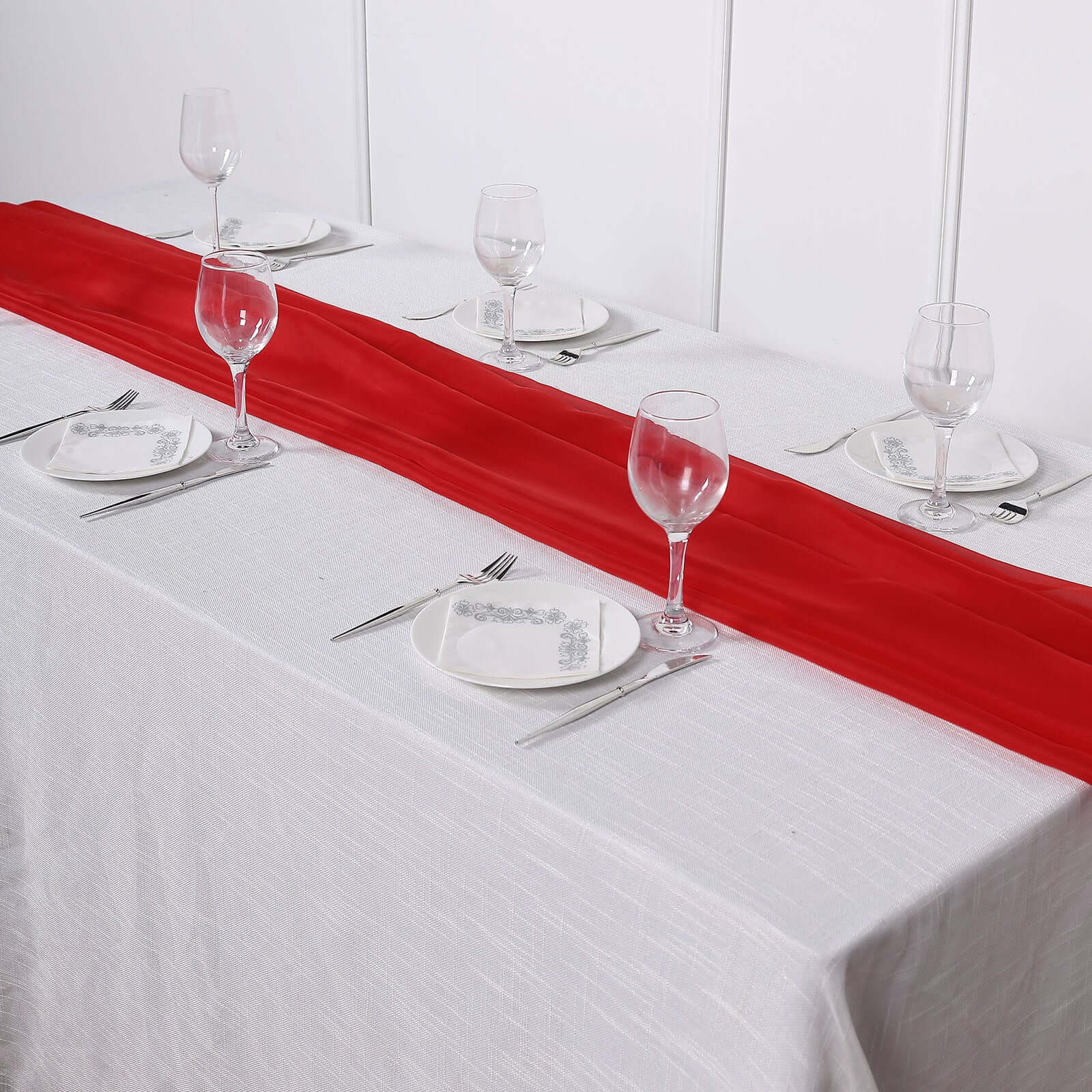 Chiffon 6ft Table Runner Red - Flowy & Lightweight Table Decor