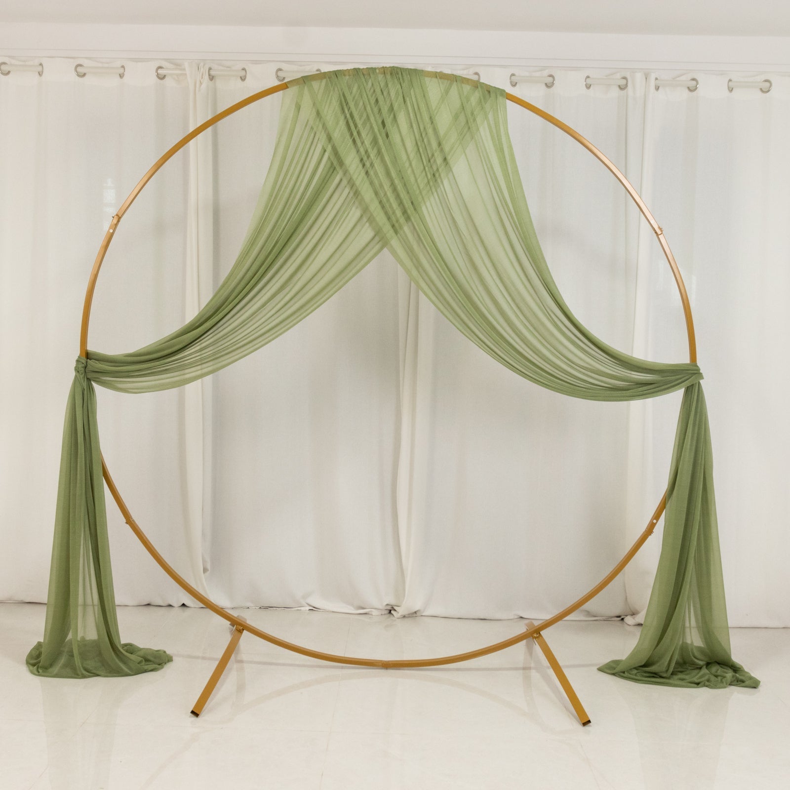 Dusty Sage Green Sheer Backdrop Drape – 5ftx32ft Wedding Arch & Ceiling Decor Panel, Wrinkle Free with Soft Shimmer