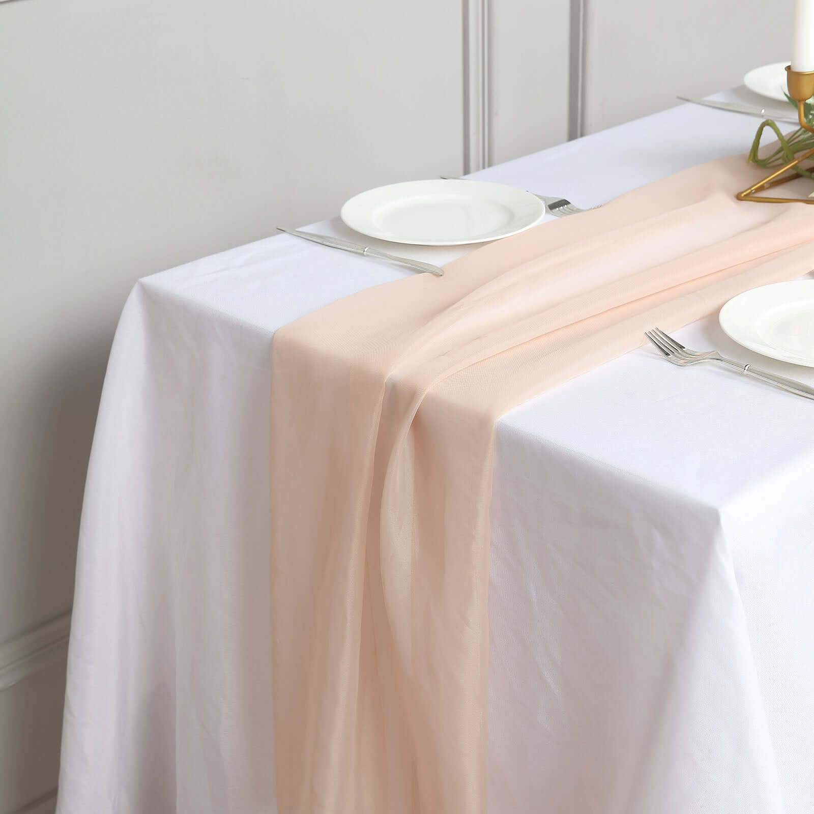 Chiffon 6ft Table Runner Nude - Flowy & Lightweight Table Decor