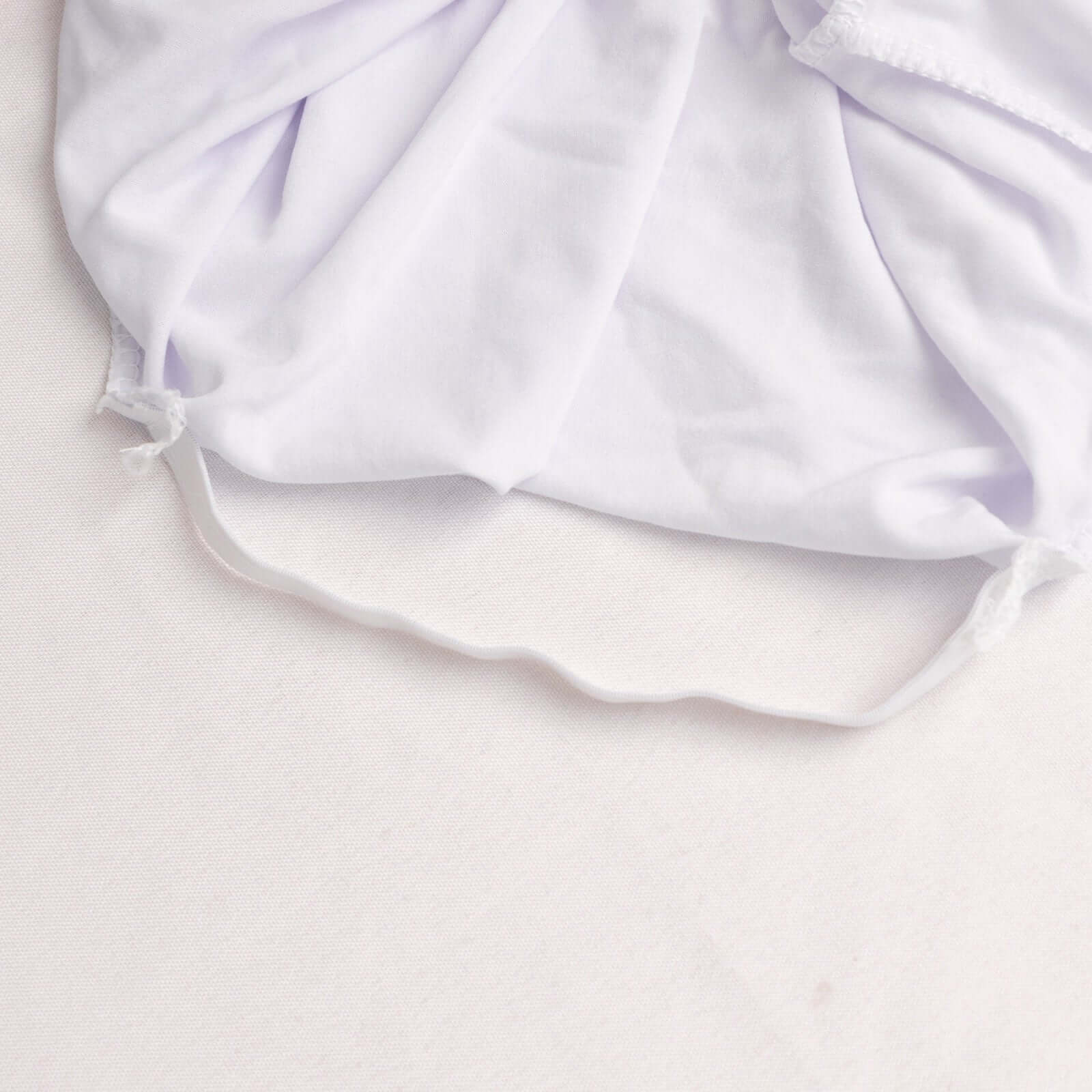 Premium Stretch Spandex Chair Cover White for Folding Chairs - Stylish 3-Way Open Arch 160GSM Fitted Slipcover with Reinforced Foot Pockets