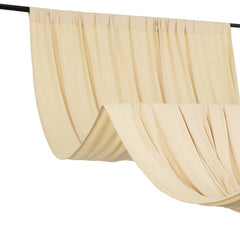 Beige 4-Way Stretch Spandex Event Curtain Drapes, Wrinkle Free Backdrop Event Panel with Rod Pockets - 5ftx10ft