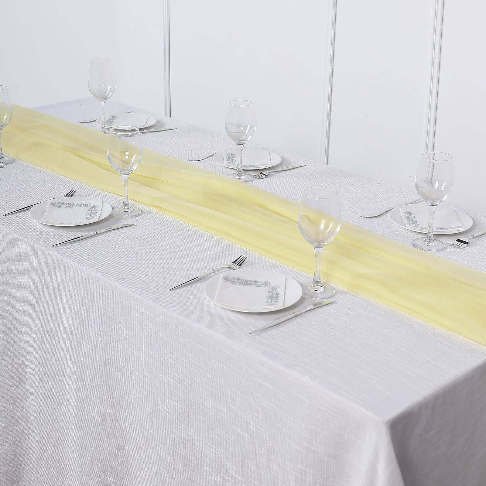 Chiffon 6ft Table Runner Yellow - Flowy & Lightweight Table Decor