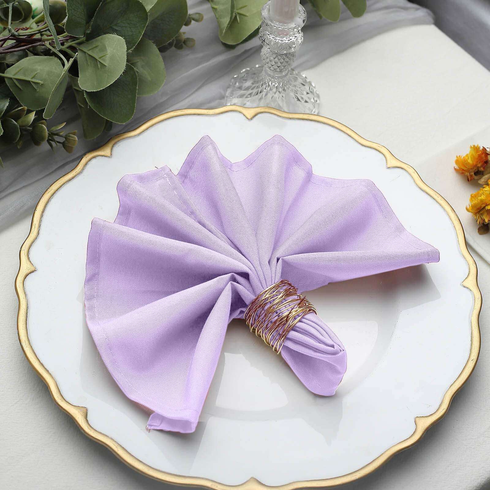 5 Pack Polyester 17"x17" Napkins Lavender Lilac - Durable & Wrinkle Resistant Dinner Napkins