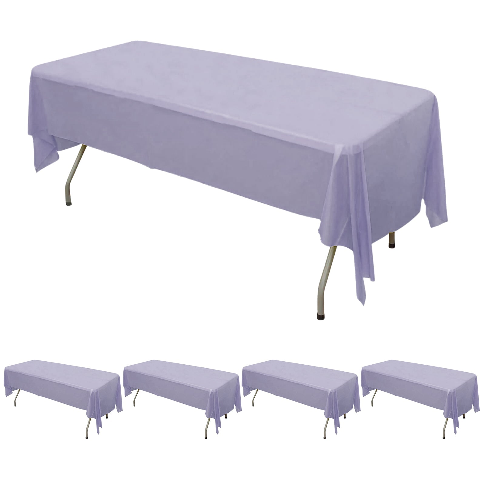 5-Pack Plastic Table Covers Lavender Lilac Rectangle - Reliable PVC Disposable Covers for Gatherings 54"x108"