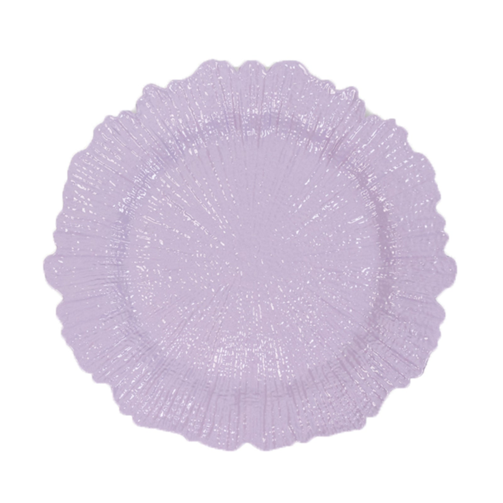 6-Pack Acrylic Plastic Round Charger Plates 13" in Lavender Lilac with Reef Design, Dinner Charger Tableware