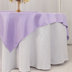 Lamour Satin 72"x72" Table Overlay Square Tablecloth Lavender Lilac - Smooth Finish Table Topper
