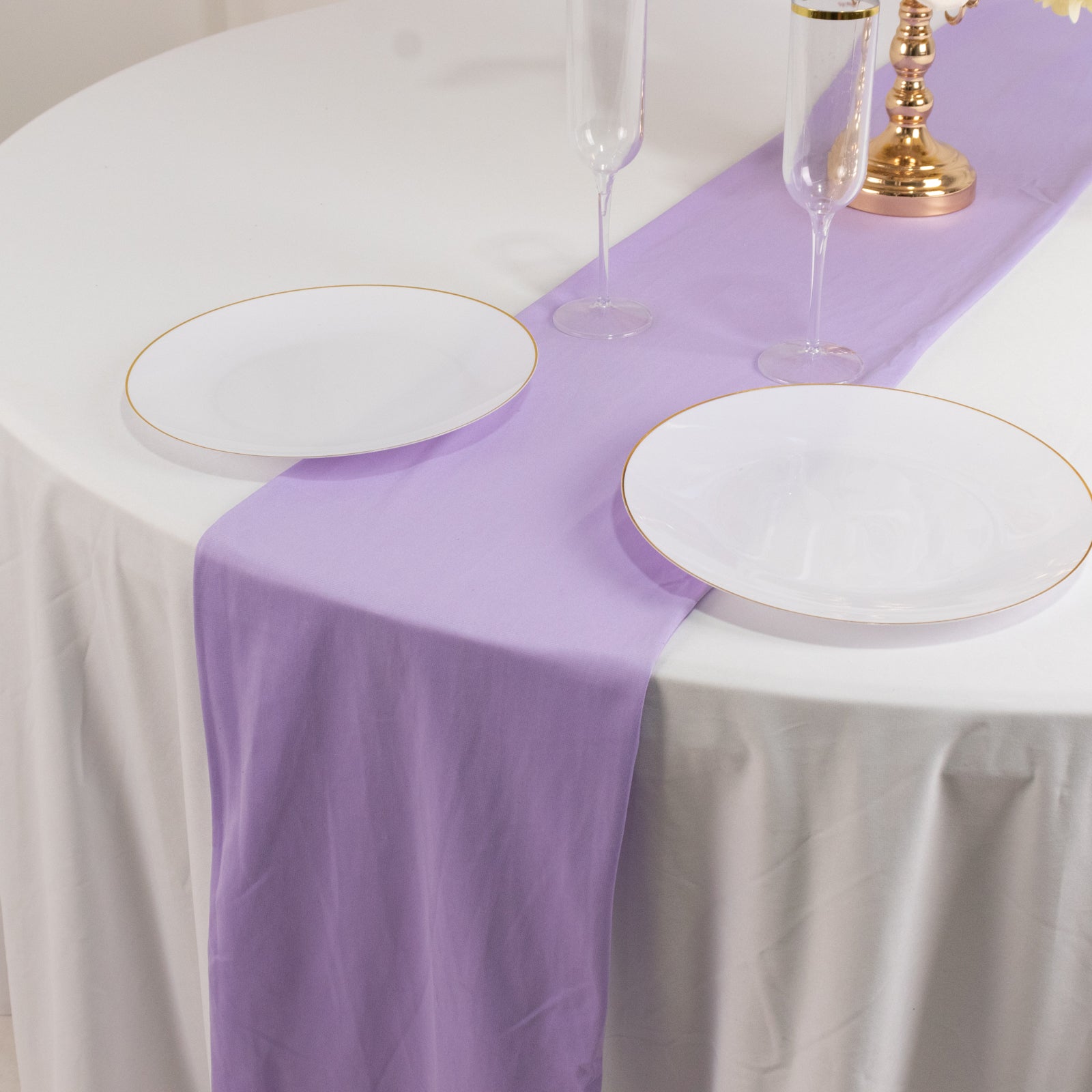 Scuba Polyester 12"x108" Table Runner Lavender Lilac - Wrinkle-Free Table Linen