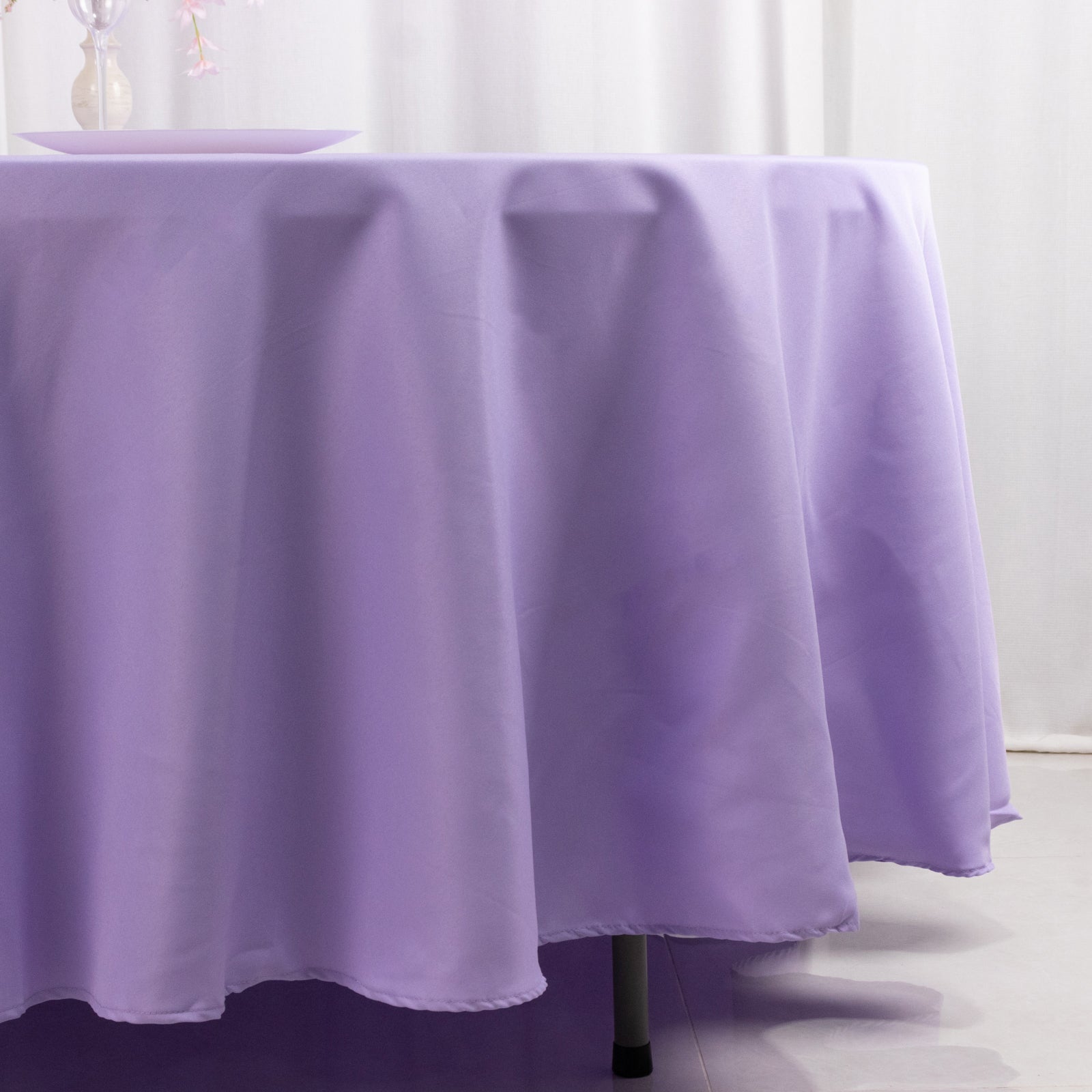 Premium Polyester 108" Round Tablecloth Lavender Lilac - Wrinkle-Resistant 220GSM Table Cover