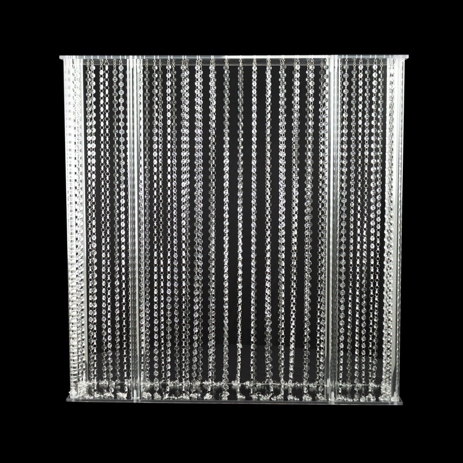 Acrylic Centerpiece Stand Rectangular Design with Pre-chained Crystal Beads Clear - Durable Flower Pedestal for Table or Floor 40"x40"