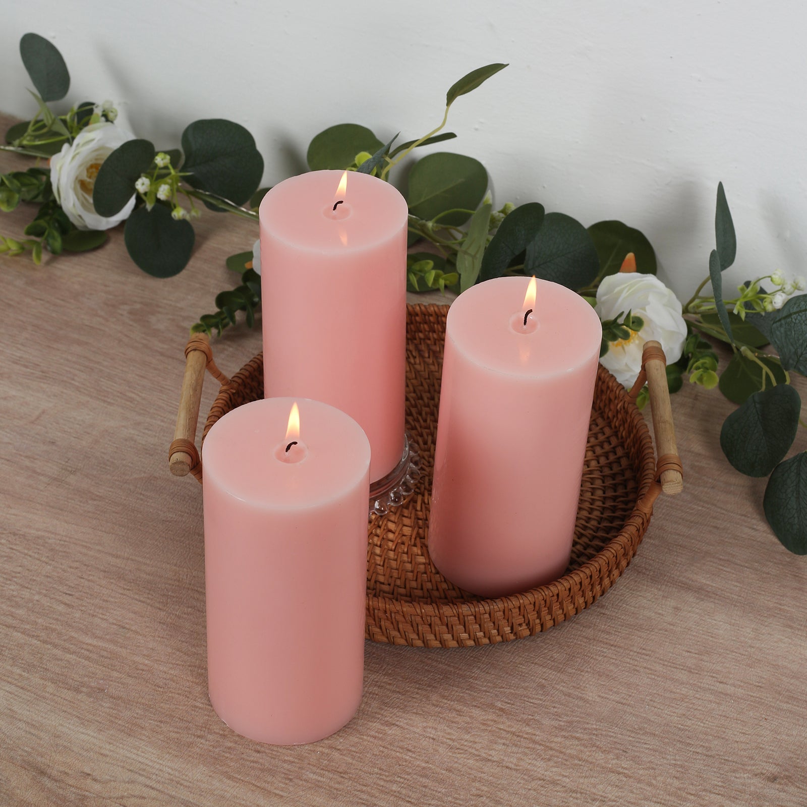 6-Pack 3"x6" Unscented Dripless Pillar Candles – Blush Long-Burning Wax Candles with Cotton Wicks for Home, Weddings & Event Decor