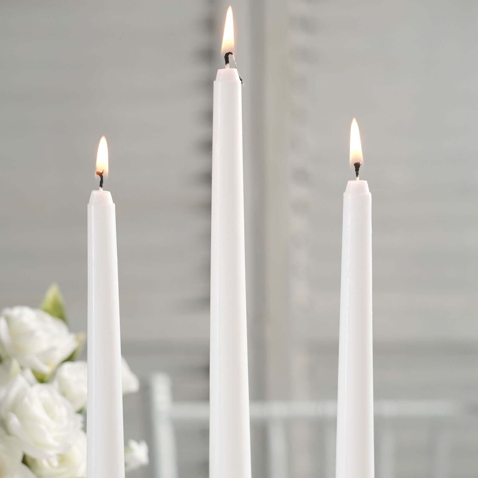 10-Pack Taper Candles Premium Wax Design White - Unscented Candles for Upscale Settings 10"