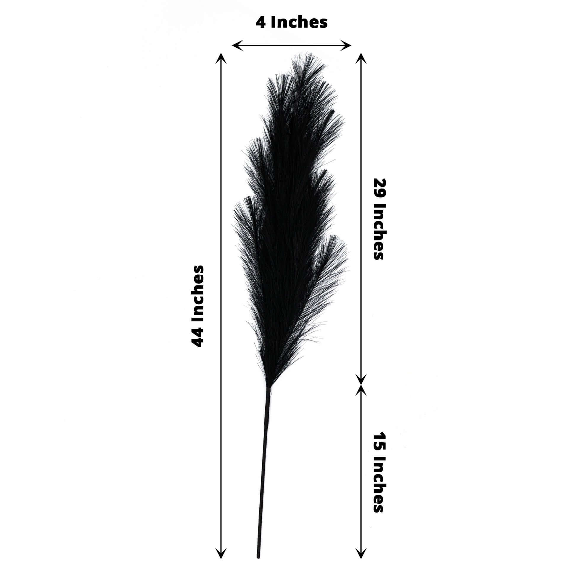 3 Stems Artificial Pampas Grass Decor Black - Soft Realistic Faux Ornamental Grass Branches for Rustic Boho Chic Backdrops Floral Styling & Vase Displays 44"