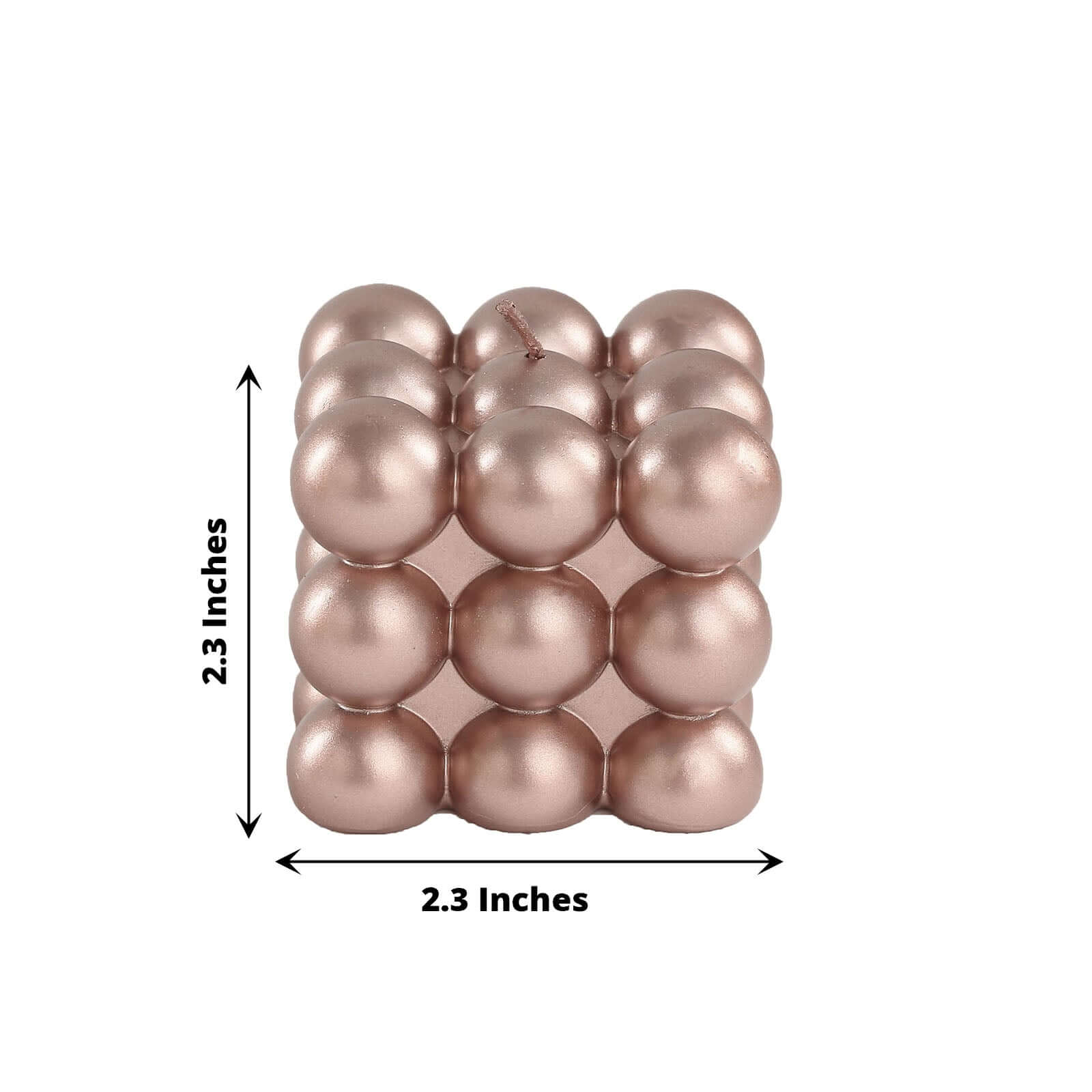 2-Pack Decorative Paraffin Wax Candles Bubble Cube Design Metallic Rose Gold - Unscented Long Burning Pillar Candle Set 2"