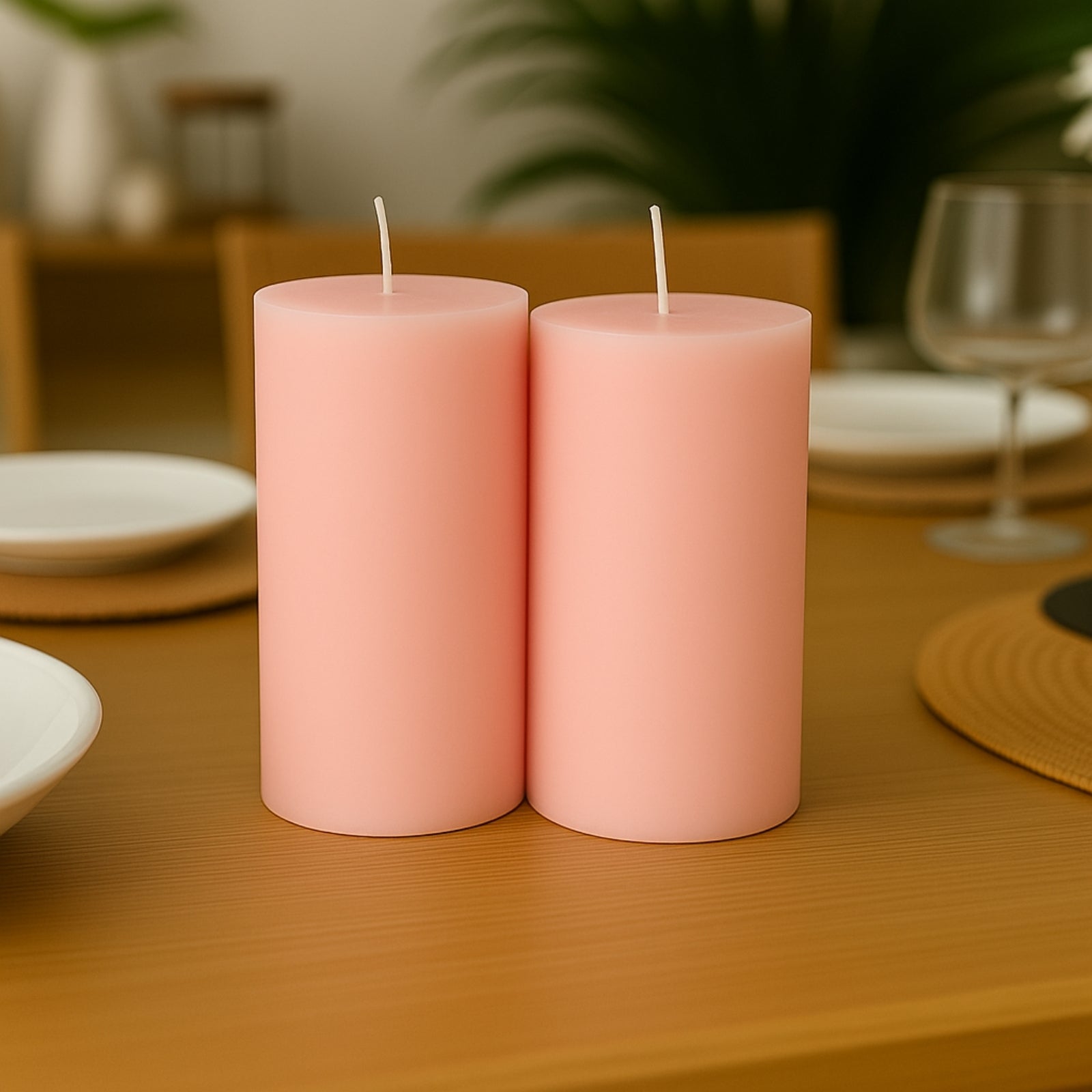 12-Pack 3"x6" Unscented Dripless Pillar Candles – Blush Long-Burning Paraffin Wax with Cotton Wicks