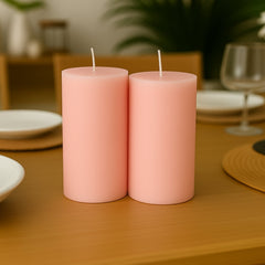 12-Pack 3"x6" Unscented Dripless Pillar Candles – Blush Long-Burning Paraffin Wax with Cotton Wicks