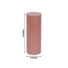 12-Pack 3"x8" Unscented Dripless Pillar Candles – Beige Long-Burning Wax Candles with Cotton Wicks for Home, Weddings & Event Decor