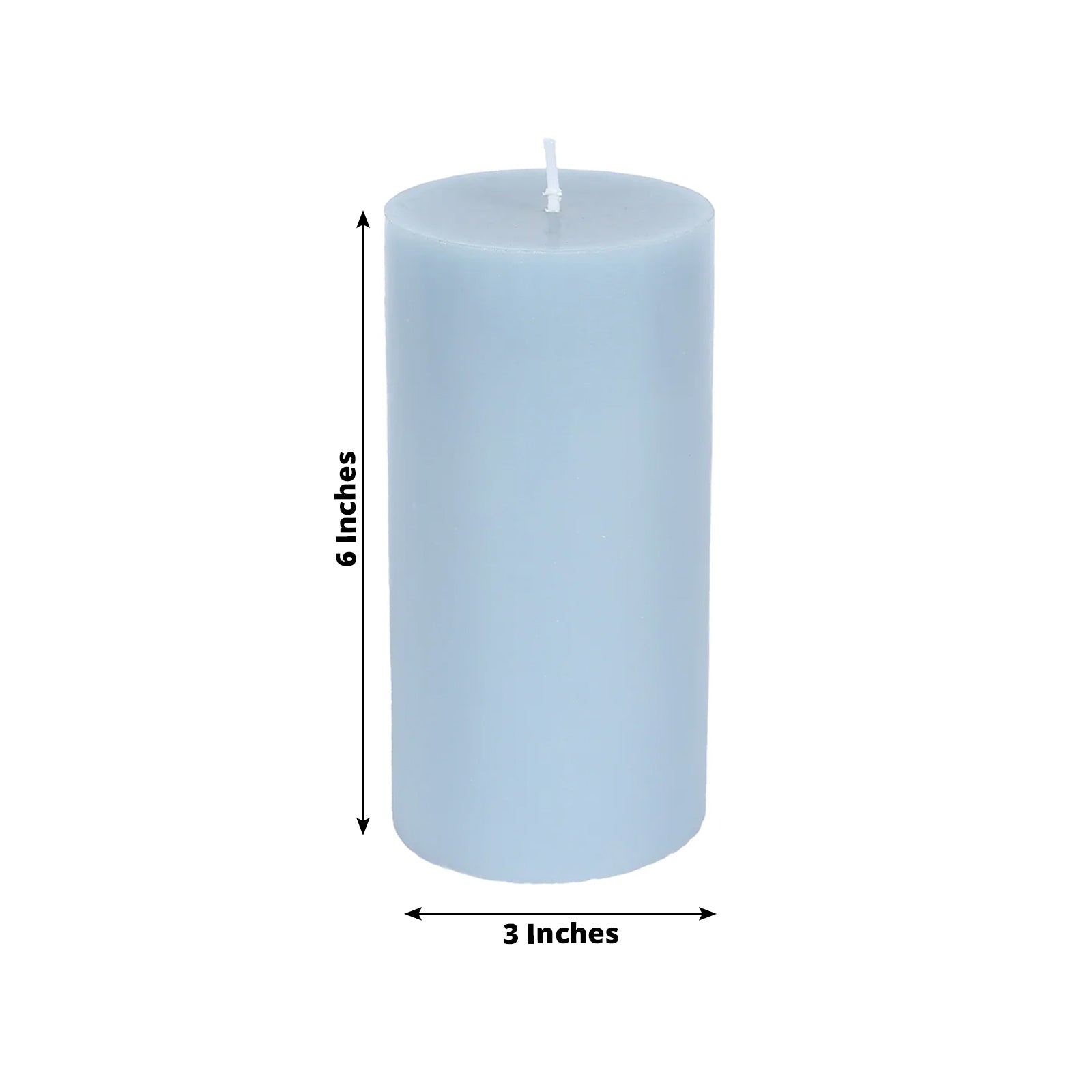 6-Pack 3"x6" Unscented Dripless Pillar Candles – Dusty Blue Long-Burning Wax Candles with Cotton Wicks for Home, Weddings & Event Decor