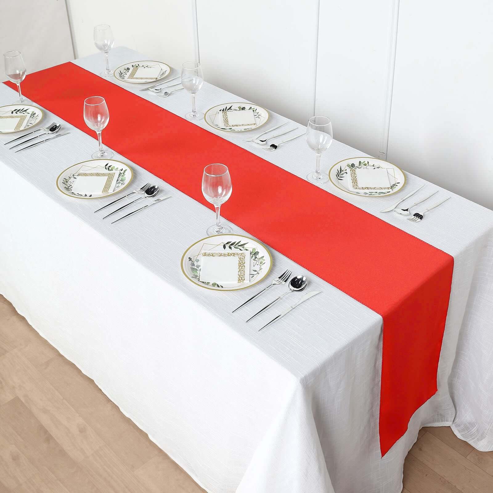 Polyester 12"x108" Table Runner Red - Durable & Wrinkle-Resistant Table Decor