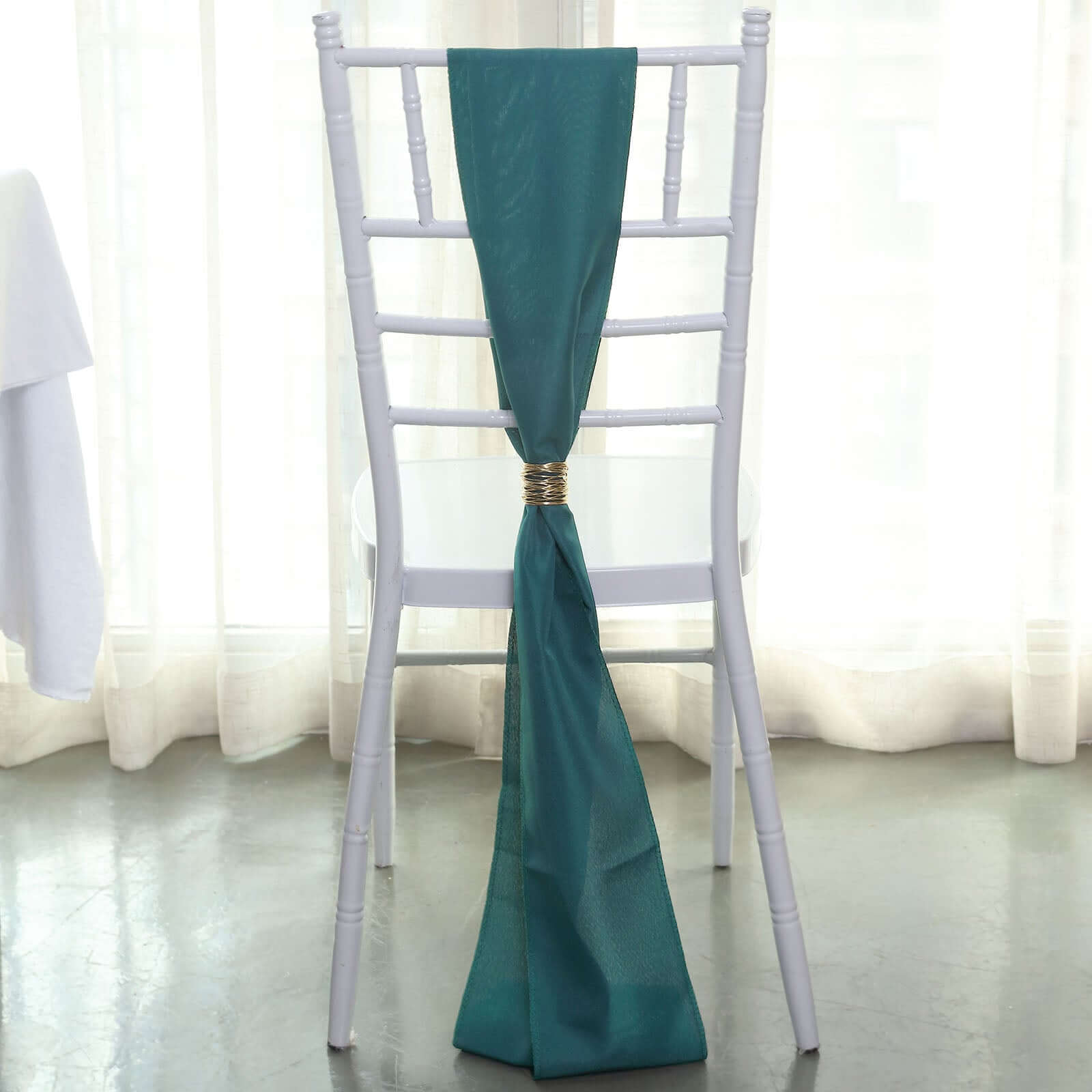 5 Pack Polyester Chair Sashes Peacock Teal 6"x108"