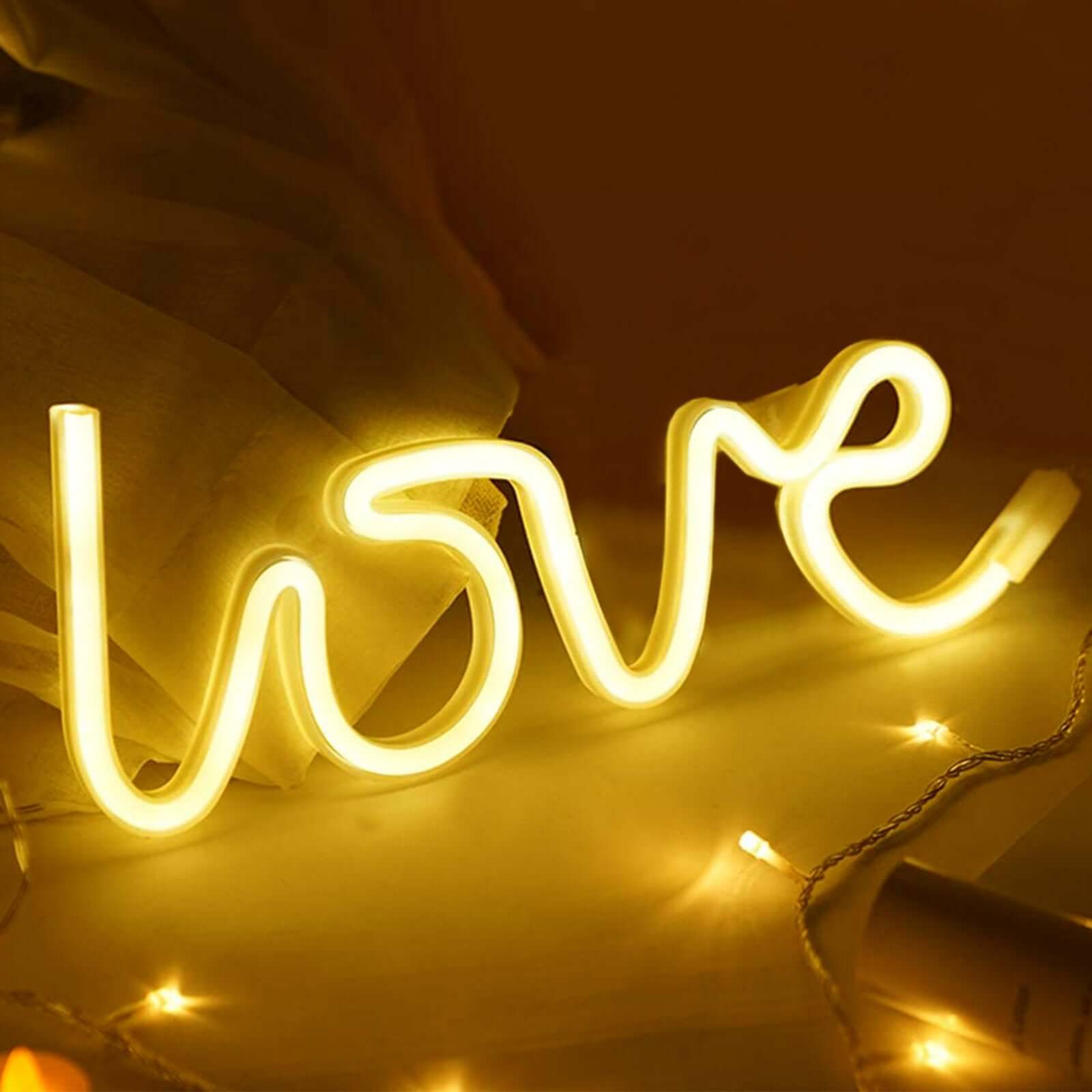 13" Love Neon Light Sign, LED Reusable Wall Decor Lights USB and Battery Operated