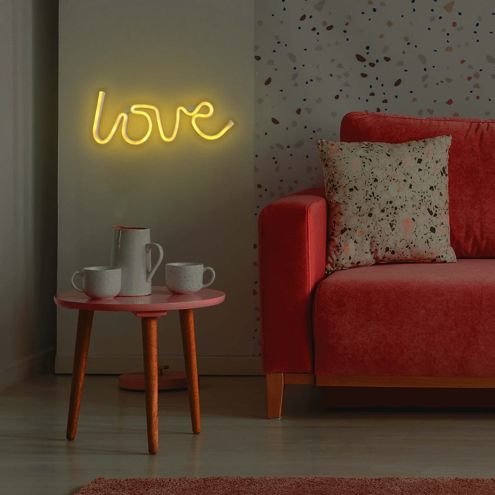 13" Love Neon Light Sign, LED Reusable Wall Decor Lights USB and Battery Operated