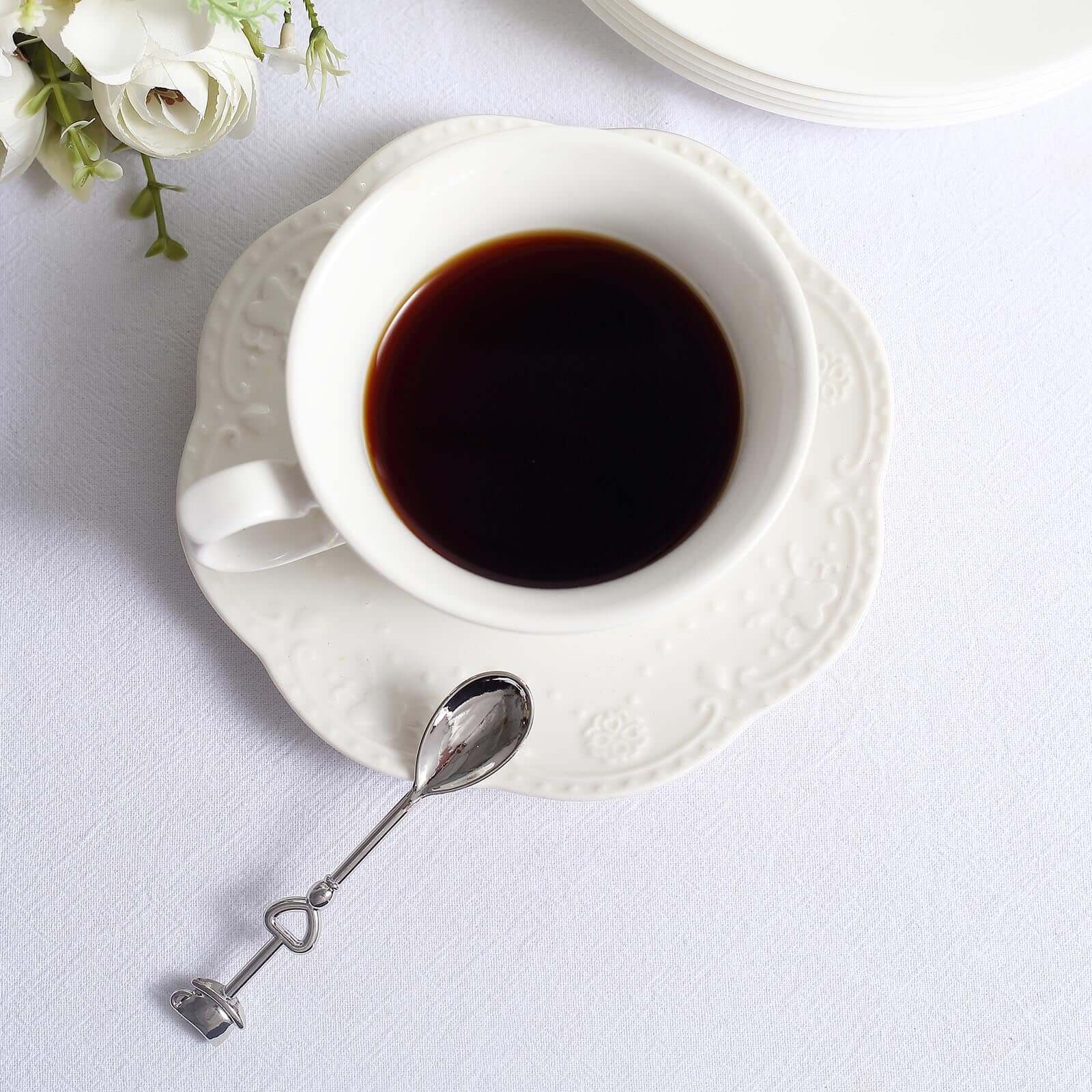 2 Pack 4" Silver Metal Couple Coffee Spoon Set Party Favors, Pre-Packed Wedding Souvenir Gift