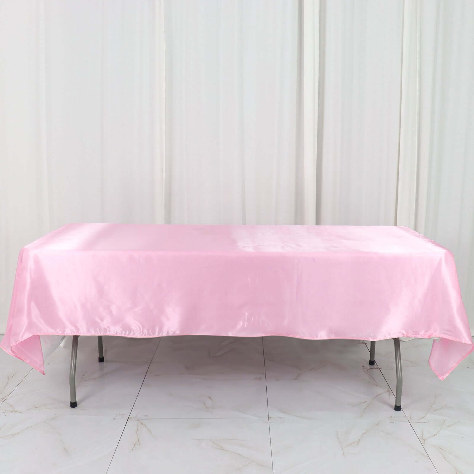 Satin Rectangular 60"x102" Tablecloth Pink - Smooth and Lustrous Table Cover