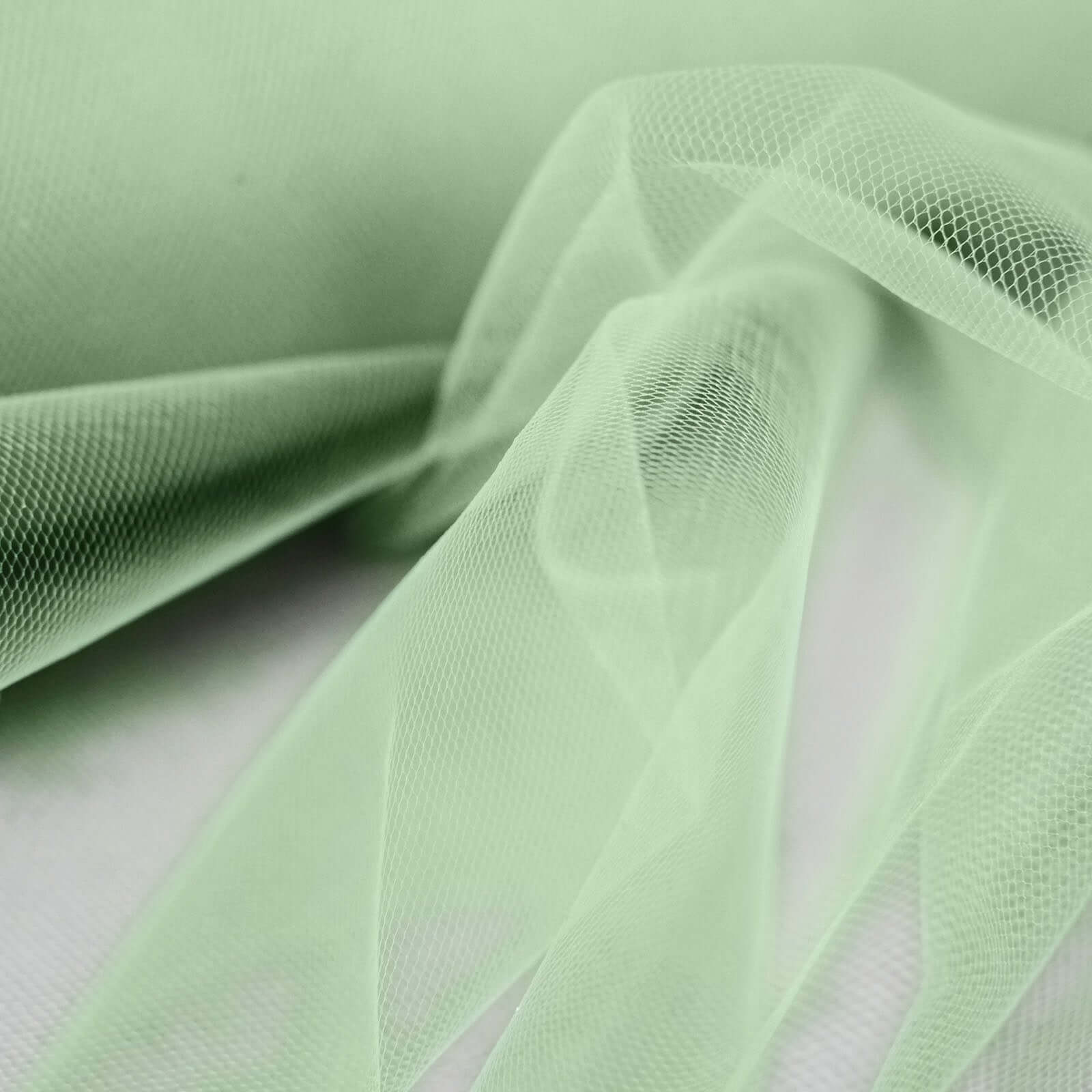 12"x100 Yards Sage Green Tulle Fabric Bolt, Sheer Fabric Spool Roll For Crafts