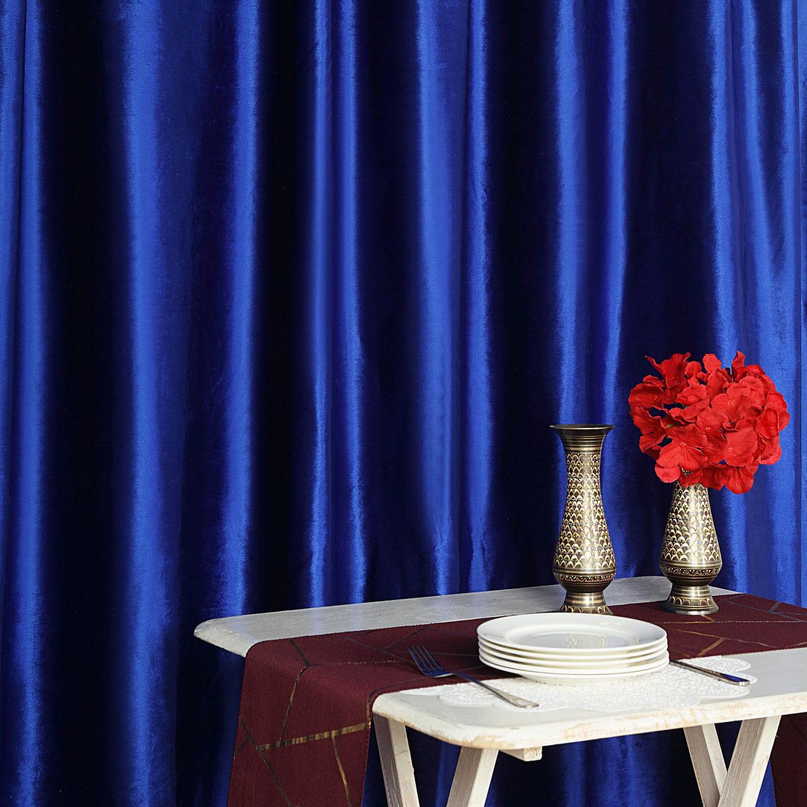 Royal Blue Crushed Velvet Backdrop Curtain – 8ft x 8ft Event Drape with Rod Pocket, Privacy Panel for Photo Booths & Events
