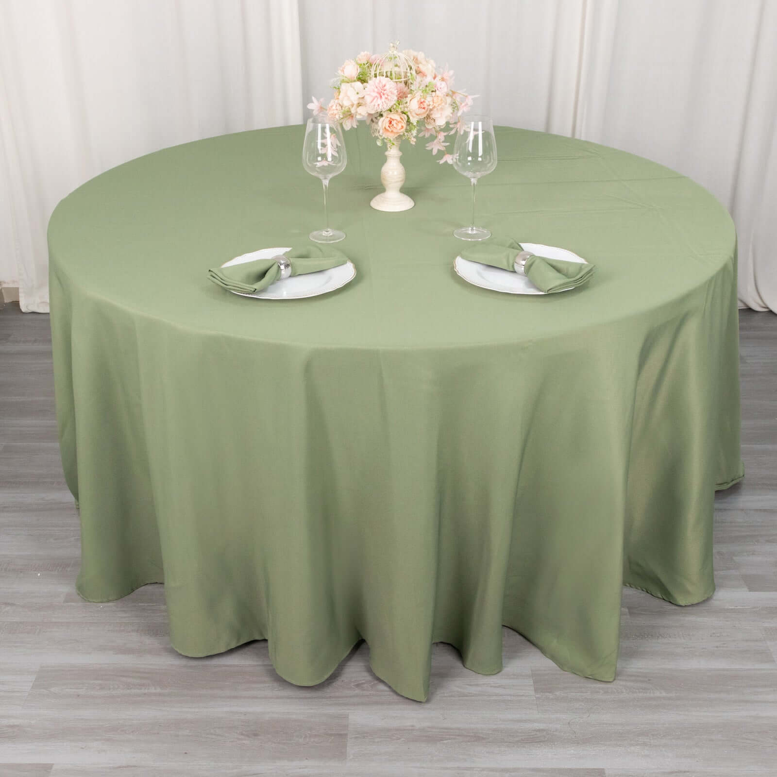 Premium Polyester 120" Round Tablecloth Dusty Sage Green - Seamless 220GSM Wrinkle-Resistant Table Cover