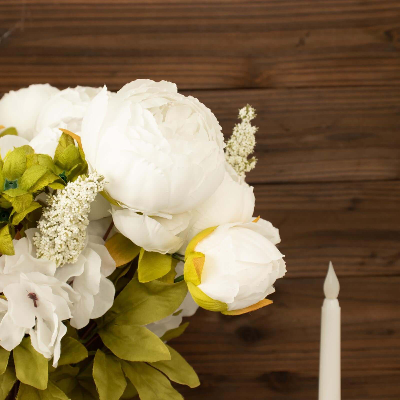 2 Pack 19" White Artificial Peony Flower Wedding Bouquets, Faux Silk Flower Arrangements