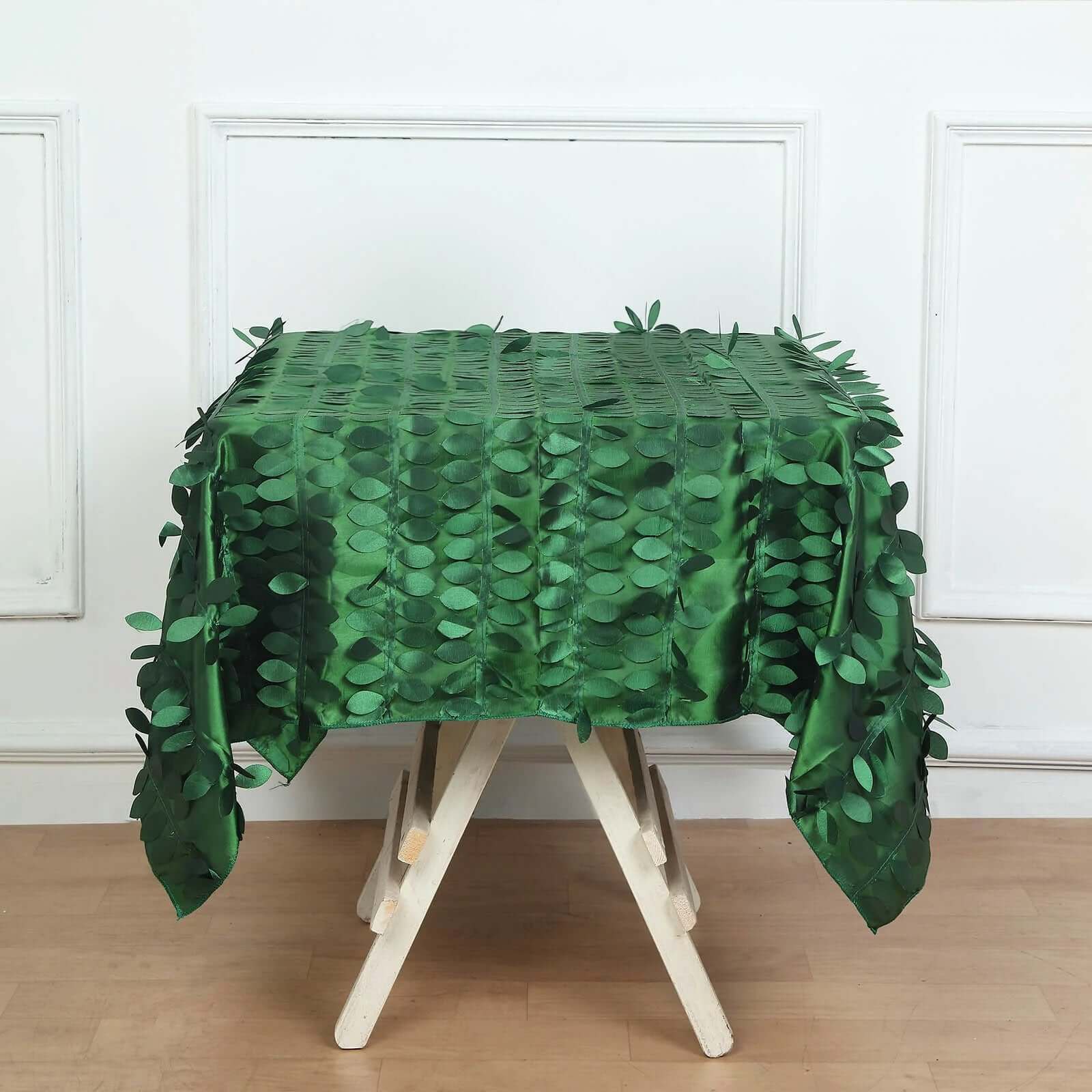 Taffeta 54"x54" Square Tablecloth Green 3D Leaf Petal Table Cover