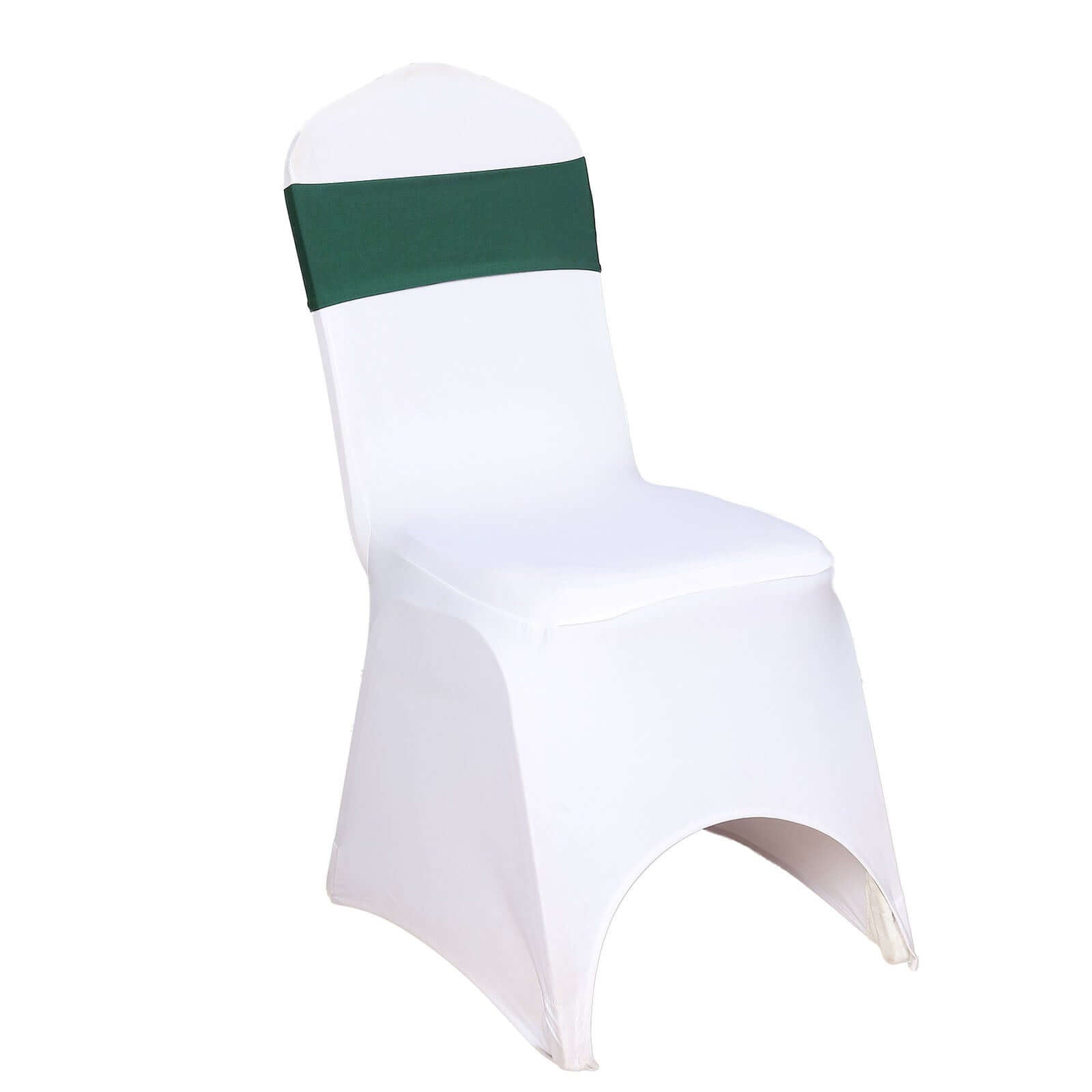 5 Pack Stretch Spandex Chair Sashes Hunter Emerald Green - Fitted Finish Two Ply Heavy Duty Chair Bands 5"x12"