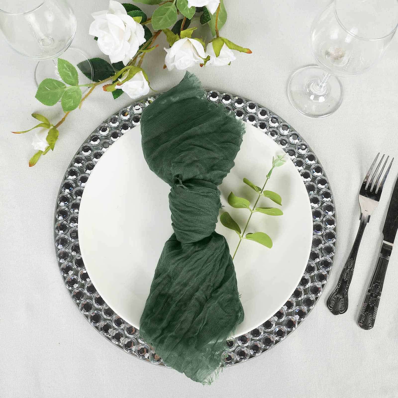 5 Pack Gauze Cheesecloth 24"x19" Napkins Olive Green Reusable Dinner Napkins