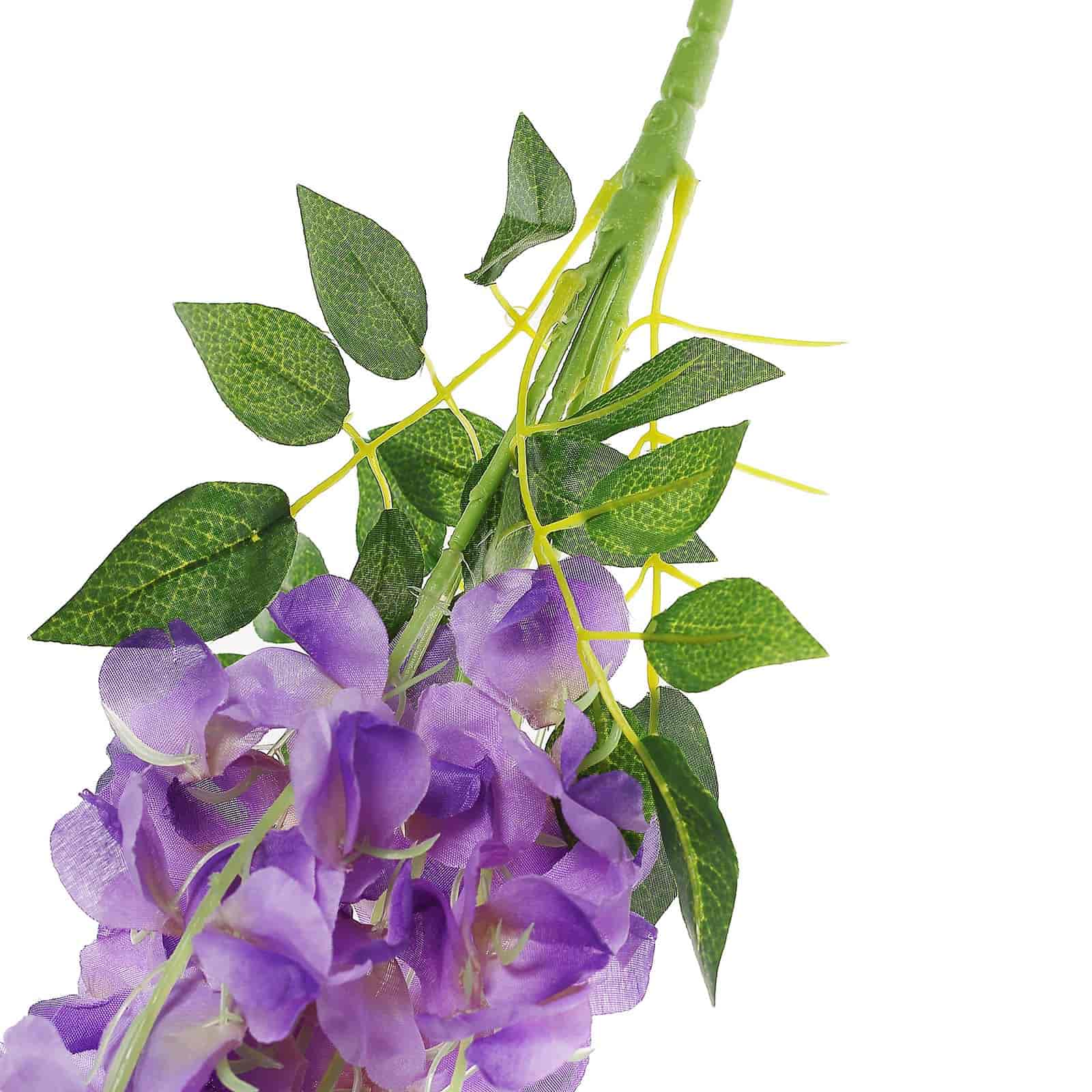 42" Silk Hanging Wisteria Flower Garland Vines in Lavender Lilac, Elaborated 5 Full Strands in 1 Bush