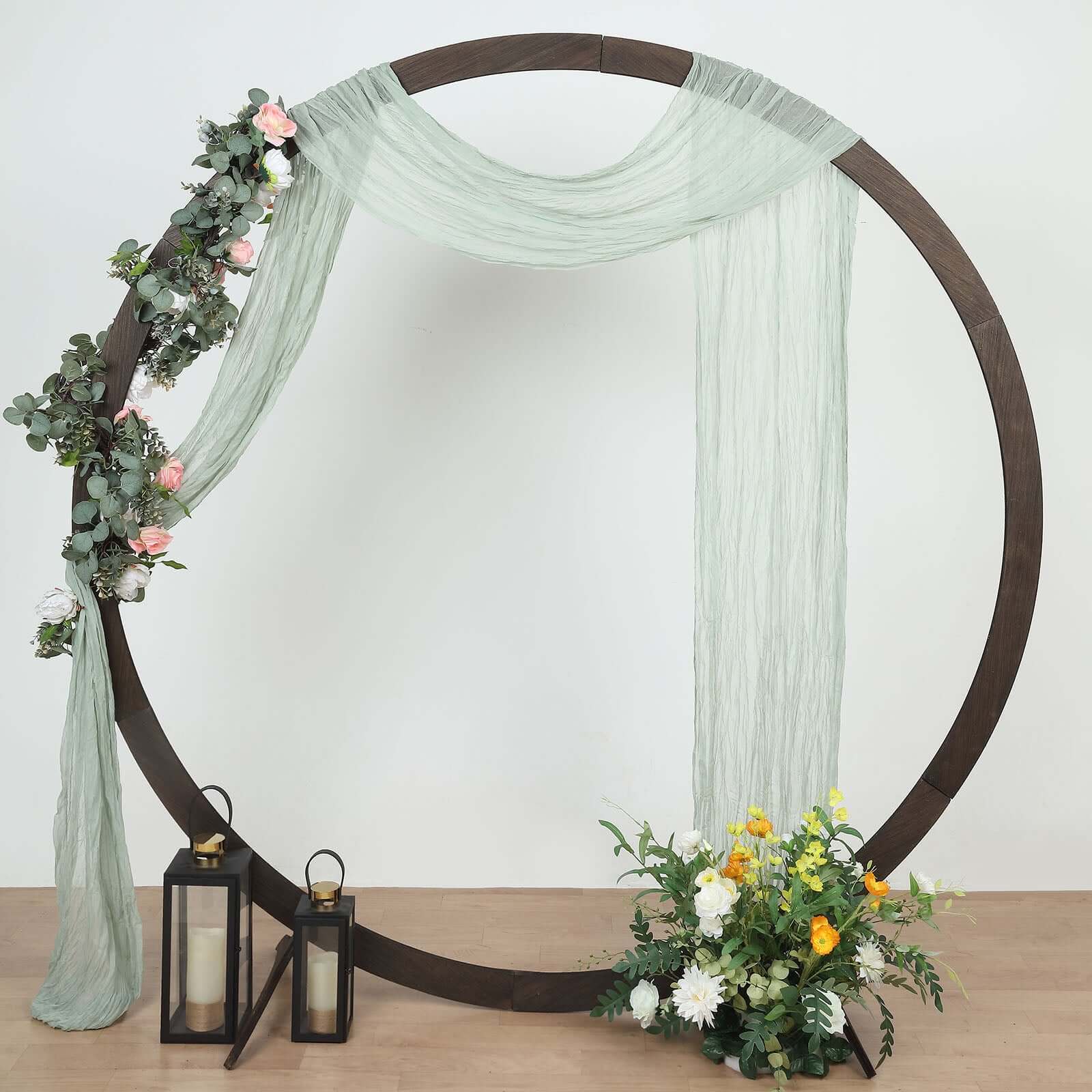 20ft Sage Green Gauze Cheesecloth Fabric Wedding Arch Drapery, Window Scarf Valance, Boho Decor Arbor Curtain Panel