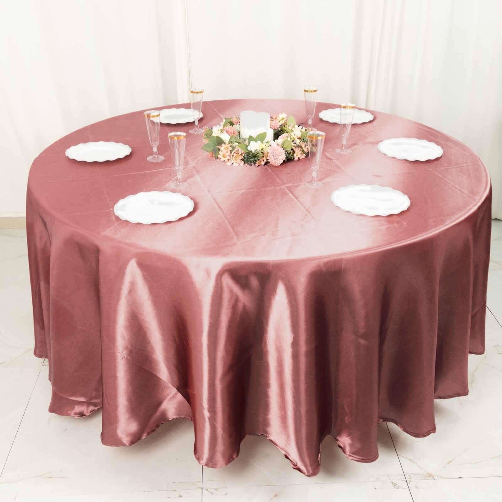 Satin 108" Round Tablecloth Cinnamon Rose - Smooth and Lustrous Table Cover
