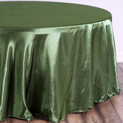 Satin 108" Round Tablecloth Olive Green - Smooth and Lustrous Table Cover