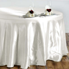 Satin 108" Round Tablecloth Ivory - Smooth and Lustrous Table Cover