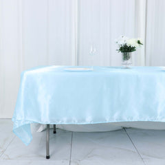 Satin Rectangular 60"x102" Tablecloth Light Blue - Smooth and Lustrous Table Cover