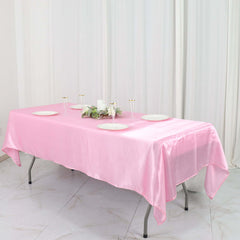 Satin Rectangular 60"x102" Tablecloth Pink - Smooth and Lustrous Table Cover