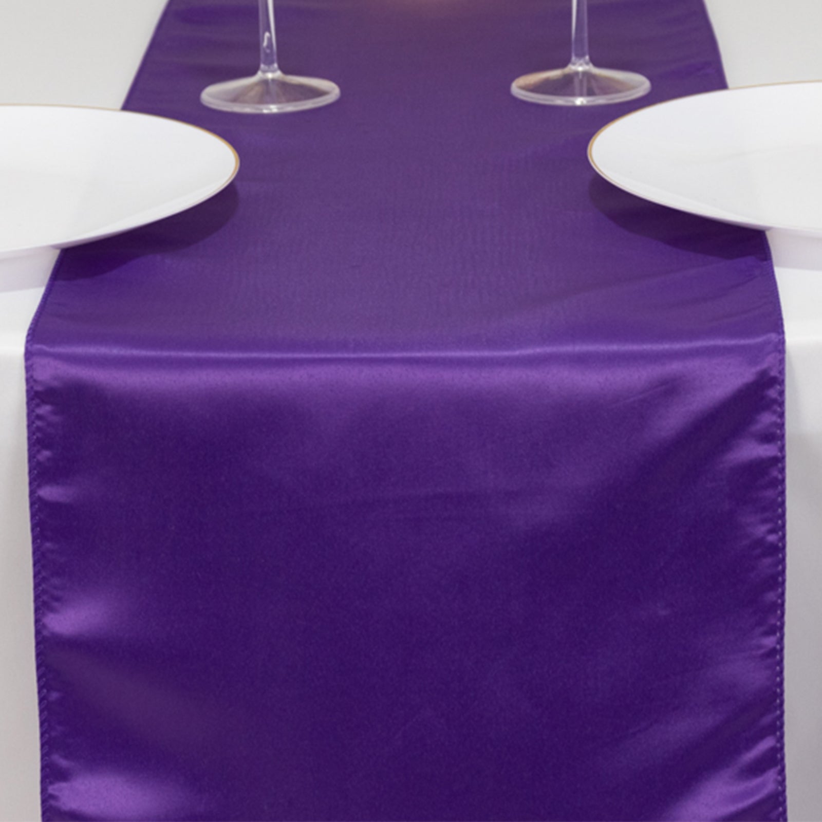 Lamour Satin 12"x108" Table Runner Purple - Smooth & Lustrous Finish