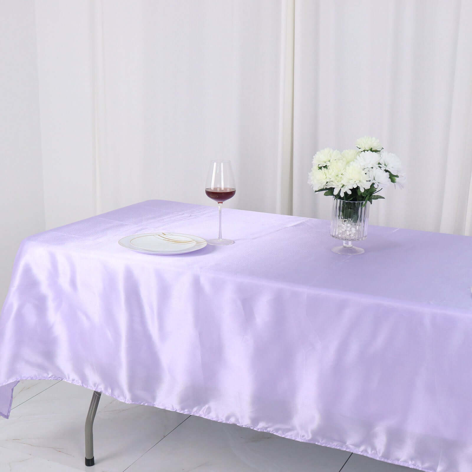 Satin Rectangular 60"x102" Tablecloth Lavender Lilac - Smooth and Lustrous Table Cover
